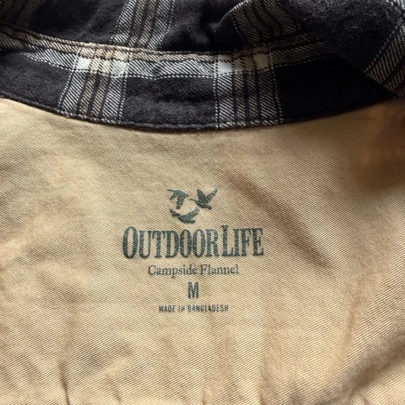 Outdoor Life Black and White Plaid Button Up Camping Shirt 100% cotton - Picture 2 of 5